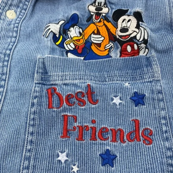 Vintage Disney Catalog Mickey & Best Friends Denim Shirt Embroidered 90s Small - Picture 2 of 8